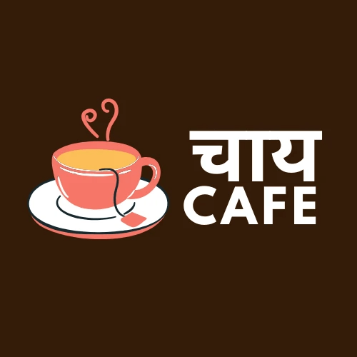 Tea and coffee shop logo with cup illustration and warm color tones