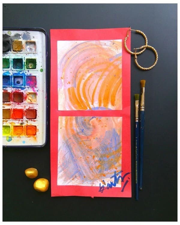 Abstract orange wave design with layered textures