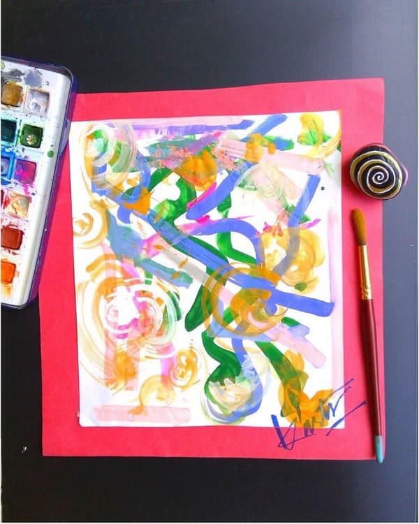 Colorful abstract splash painting with dynamic strokes