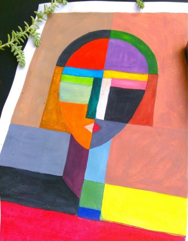 Bright geometric abstract composition with bold shapes
