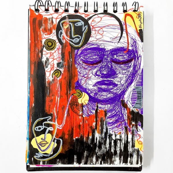 Colorful abstract portrait with face
