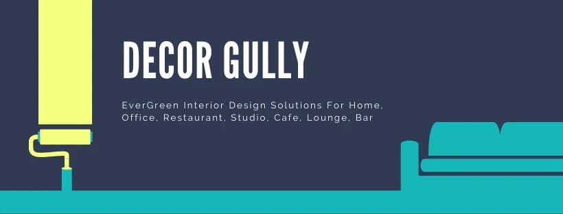 Decor Gully branding banner with modern geometric design elements