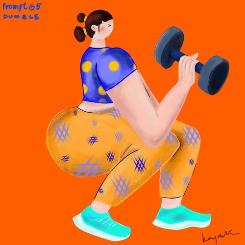 Modern dumbbell-themed fitness digital illustration