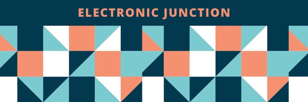 Electronic Junction banner design with abstract geometric pattern artwork