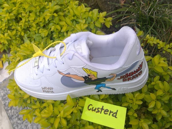 Johnny Bravo custom sneakers white Air Force 1 side design