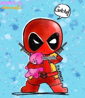 Cute Marvel-inspired Deadpool cartoon artwork