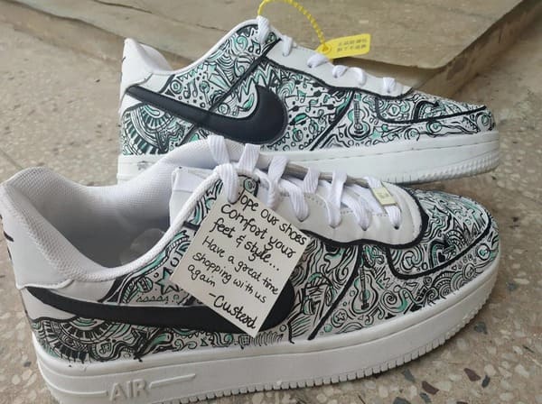 Nike Air Force custom music love sneakers side detail