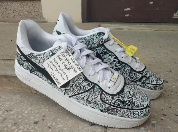 Nike Air Force custom music love doodle sneakers pair