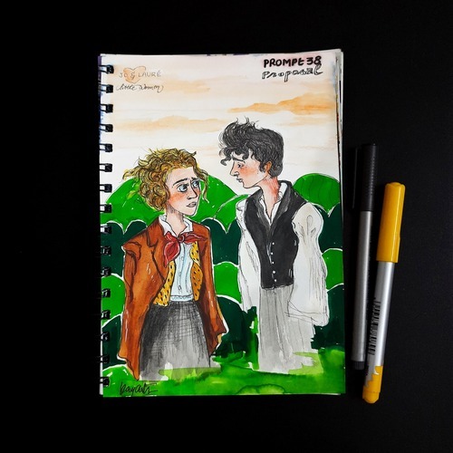 Romantic proposal illustration featuring two figures
