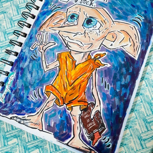 Energetic sprite fantasy character illustration in blue tones