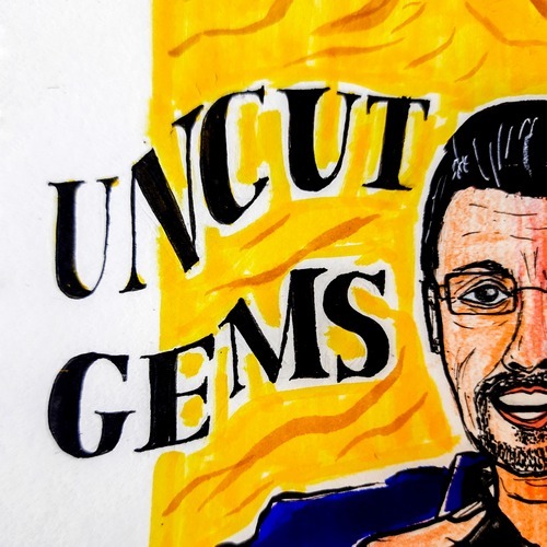 Bold portrait artwork inspired by the Uncut Gems movie poster