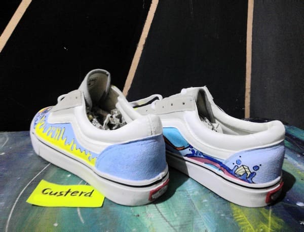 Vans abstract doodle custom sneakers back profile