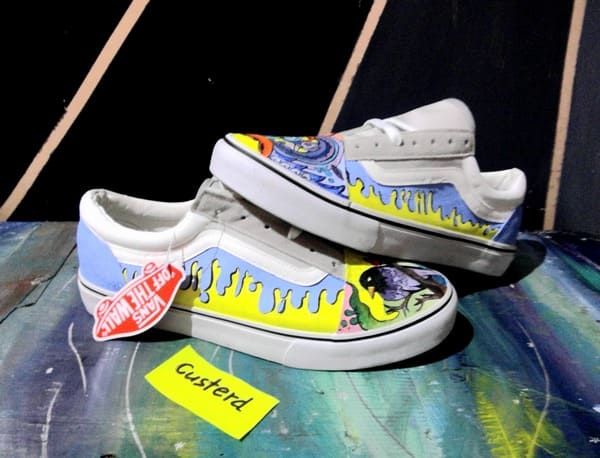 Vans abstract doodle custom sneakers colorful top view