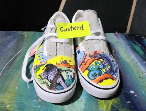 Vans abstract doodle custom sneakers pair colorful design