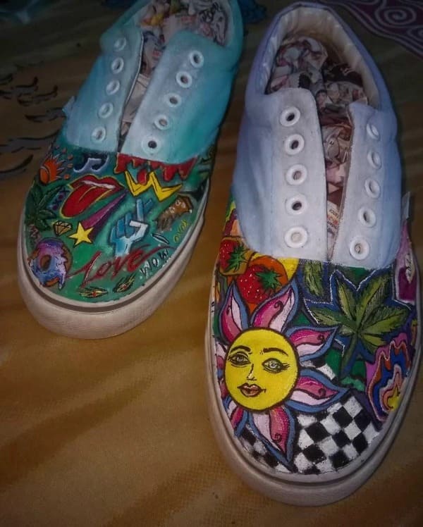 Vans trippy artwork custom sneakers colorful abstract design