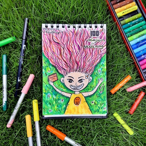 Troll-inspired victory fantasy illustration with pink hair